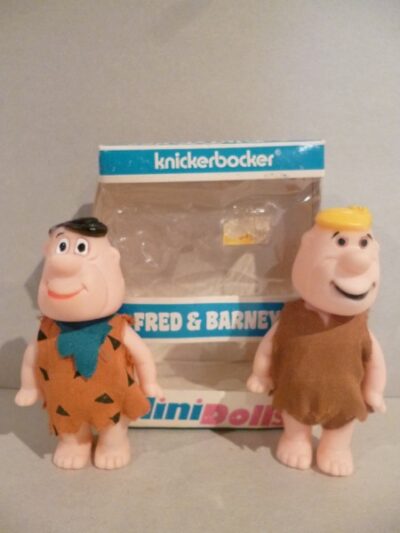 FRED E BARNEY KNICKERBOCKER MINI DOLLS 1973 - IN BOX -  10CM