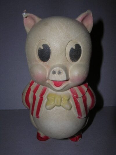 PALLINO -PORKY PIG- W.BROS CARTOONS INC. SUN RUBBER CO. USA - ANNI '60  - 14CM