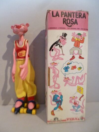 PANTERA ROSA PATTINATRICE FLEXY FIBA 1983 - IN BOX - 30CM