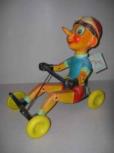 PINOCCHIO IN GO-KART GIOCATTOLI - CANOVA - MADE IN ITALY - ANNI’50