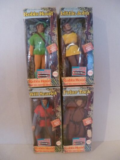 ROBIN HOOD SERIE COMPLETA (ROBIN LITTLE JOHN WILL SCARLET FRA TUCK) (ACTION FIGURE) BARAVELLI MEGO IN BOX 20CM (VIII+).JPG