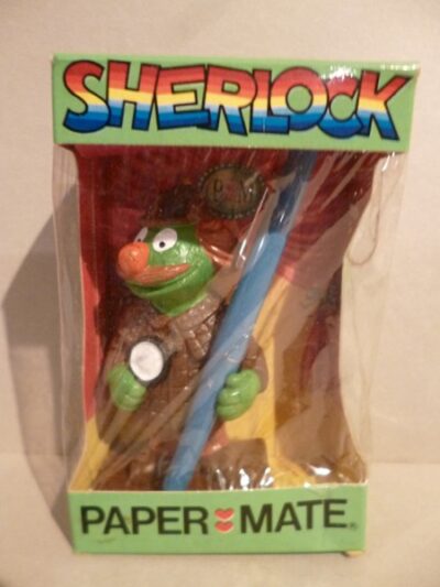 SHARLOCK  (MUPPETS) PORTAPENNA PAPERMATE GILLETTE SPA 1980 - IN BOX - 11CM