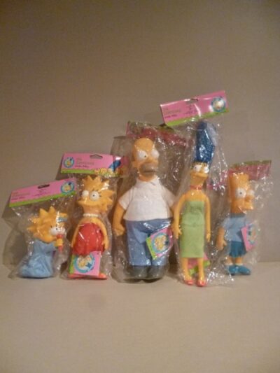 SIMPSONS FAMIGLIA COMPLETA 5PZ - OMER MARGIE BART LISA MAGGIE   - IN BLISTER  - 1990 - 14-35CM