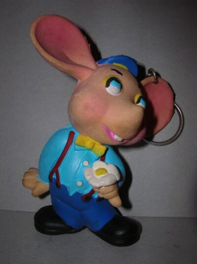 TOPO GIGIO PORTACHIAVE CON FIORE LANCO MADE IN SPAIN - ANNI '70  - 12CM