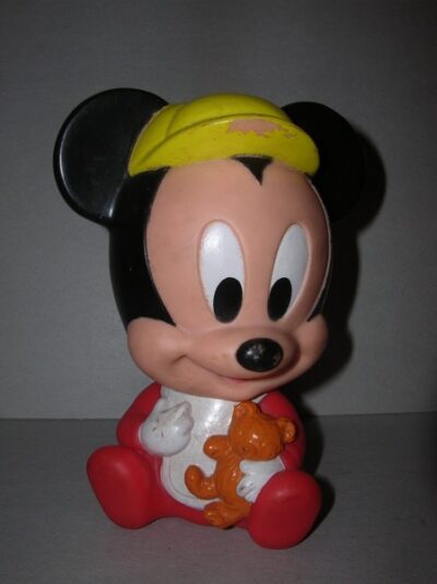 TOPOLINO BABY CON ORSETTO ARCO CHINA DISNEY - ANNI'80  - 13CM